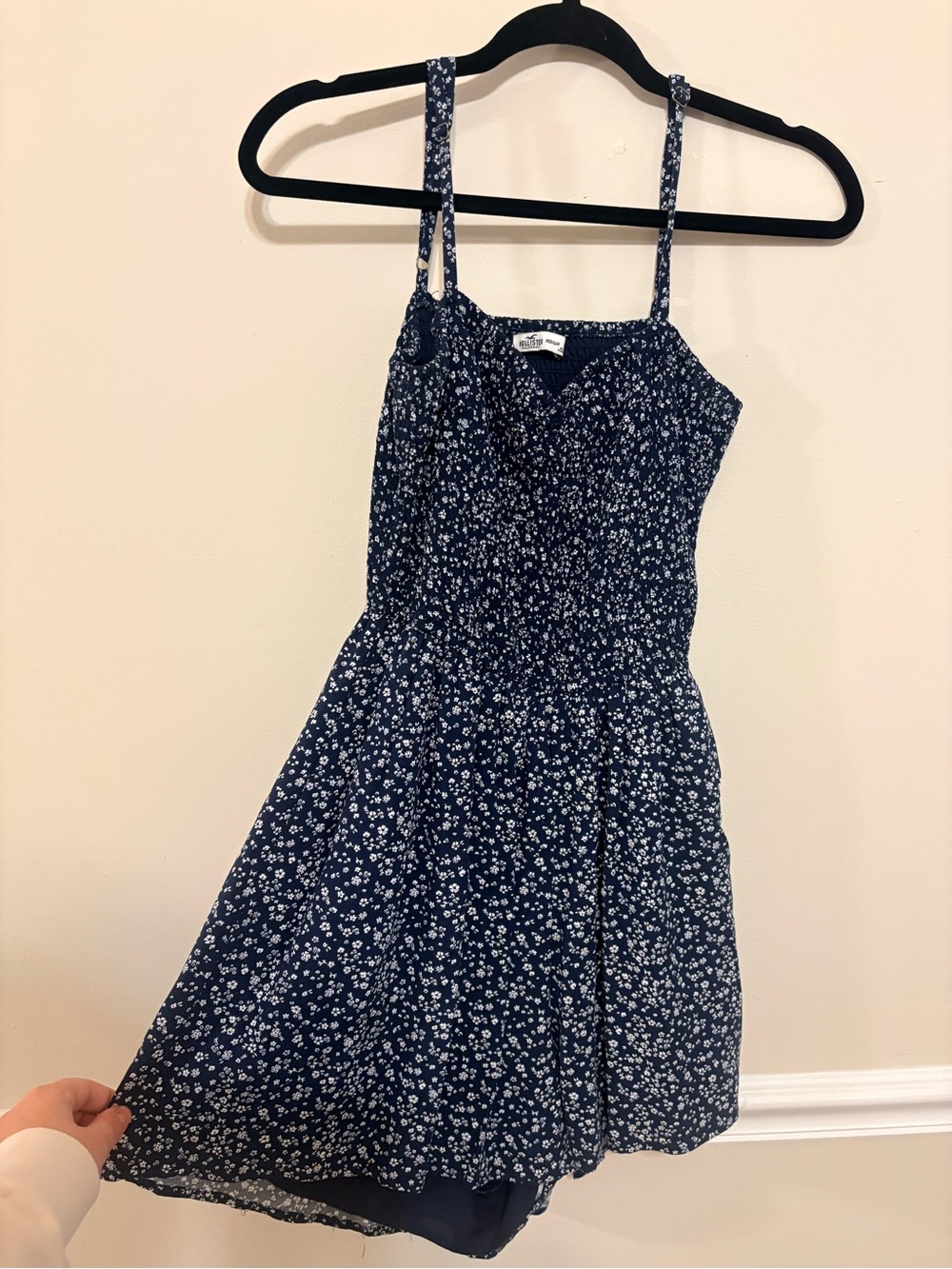 Hollister Navy Blue Floral Spaghetti-Strap Sundress